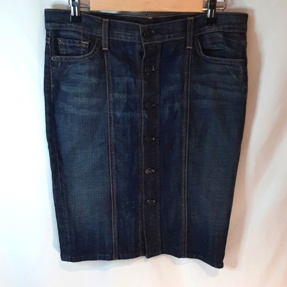 7 of all mankind denim jean skirt button down midi Size 29